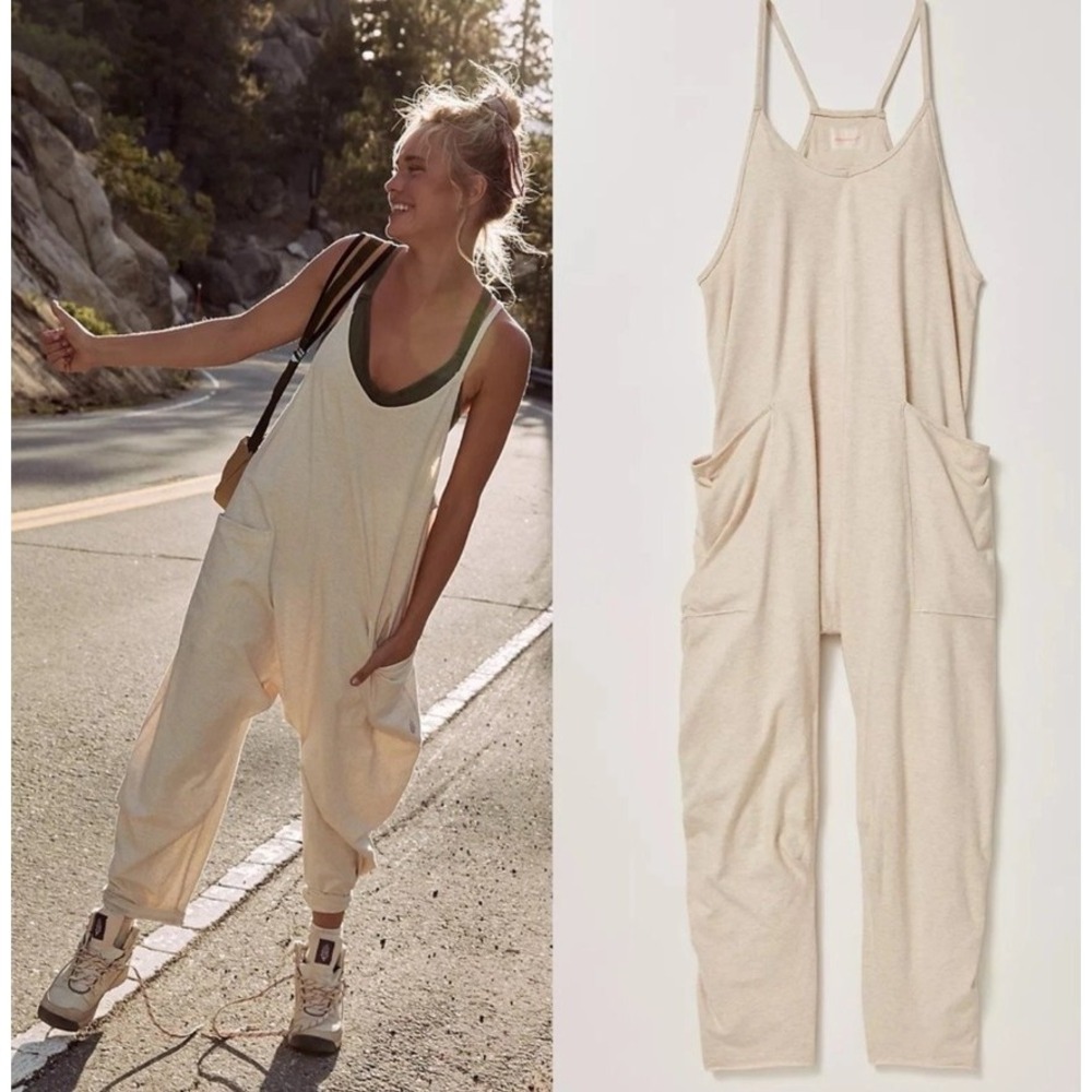 Free People Fp Movement Hot Shot Onesie XS Beige Oatmeal Racerback Relaxed Soft